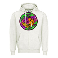 Oatmeal Heather halloween round earrings Zipper Hoodie - BundleAndBundleShop