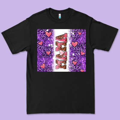 Purple Leopard Pink Mama Hearts Premium Tee Designed By Adodesignshop