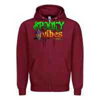 Burgundy spooky vibes Zipper Hoodie - BundleAndBundleShop