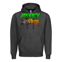 Charcoal Heather spooky vibes Zipper Hoodie - BundleAndBundleShop