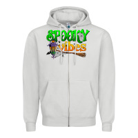 Dove Grey spooky vibes Zipper Hoodie - BundleAndBundleShop