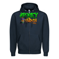 Navy spooky vibes Zipper Hoodie - BundleAndBundleShop