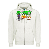 Oatmeal Heather spooky vibes Zipper Hoodie - BundleAndBundleShop