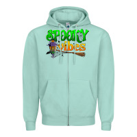 Seafoam spooky vibes Zipper Hoodie - BundleAndBundleShop
