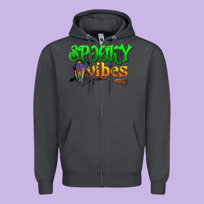Spooky Vibes Zipper Hoodie Designed By Bundleandbundleshop