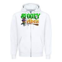 White spooky vibes Zipper Hoodie - BundleAndBundleShop
