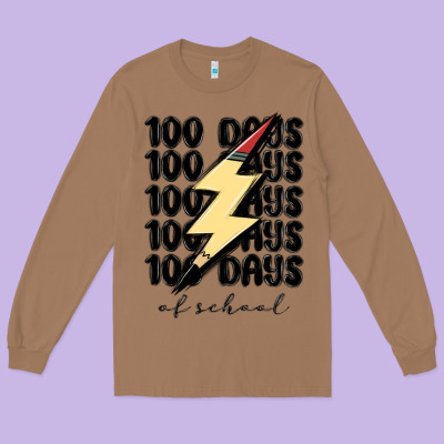 100 Days Of School Long Sleeve Tee Designed By Maliassmallbusiness