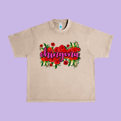 Chingona With Roses Urban Heavy Tee Designed By Adodesignshop