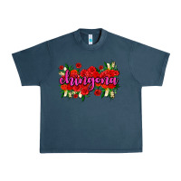 Midnight Navy Chingona with roses Urban Heavy Tee - AdoDesignShop
