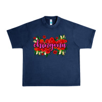 Navy Chingona with roses Urban Heavy Tee - AdoDesignShop