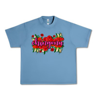 Pebble Blue Chingona with roses Urban Heavy Tee - AdoDesignShop
