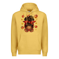 Antique Gold christmas afro messy bun Premium Hoodie - texasbilliewilder