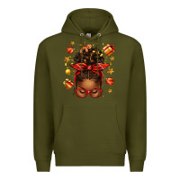 Army Green christmas afro messy bun Premium Hoodie - texasbilliewilder