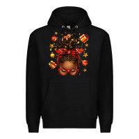 Black christmas afro messy bun Premium Hoodie - texasbilliewilder