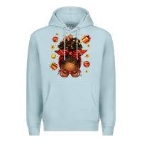 Blue Mist christmas afro messy bun Premium Hoodie - texasbilliewilder