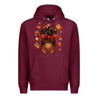 Burgundy christmas afro messy bun Premium Hoodie - texasbilliewilder