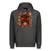 Charcoal Heather christmas afro messy bun Premium Hoodie - texasbilliewilder