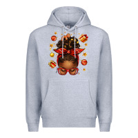 Heather Grey christmas afro messy bun Premium Hoodie - texasbilliewilder