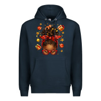 Navy christmas afro messy bun Premium Hoodie - texasbilliewilder