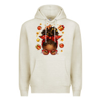 Oatmeal Heather christmas afro messy bun Premium Hoodie - texasbilliewilder