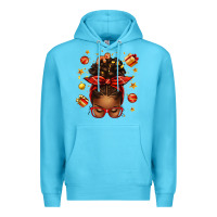Ocean Blue christmas afro messy bun Premium Hoodie - texasbilliewilder
