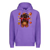 Purple christmas afro messy bun Premium Hoodie - texasbilliewilder