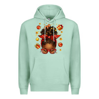 Seafoam christmas afro messy bun Premium Hoodie - texasbilliewilder