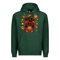 Sports Green christmas afro messy bun Premium Hoodie - texasbilliewilder