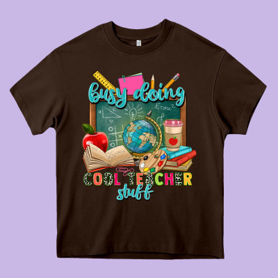 Busy Doing Cool Teacher Stuff Heavy Core Tee Designed By Zillion Design Studio