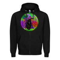 Black halloween round earrings Zipper Hoodie - BundleAndBundleShop