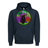 Navy halloween round earrings Zipper Hoodie - BundleAndBundleShop