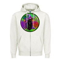 Oatmeal Heather halloween round earrings Zipper Hoodie - BundleAndBundleShop