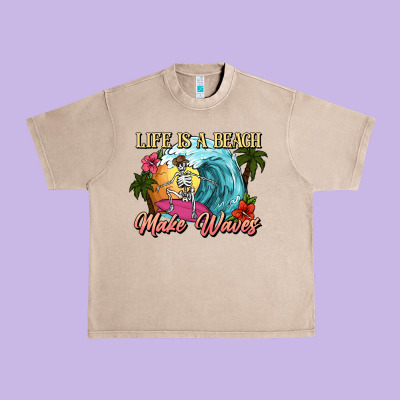 Life Is A Beach Make Waves Skeleton Urban Heavy Tee Designed By Nancycooperartshop