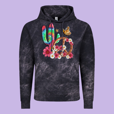 Cactus Peace Sign Flowers And Butterflys Vintage Hoodie Designed By Artiststas