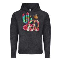 Vintage Black cactus peace sign flowers and butterflys Vintage Hoodie - Artiststas