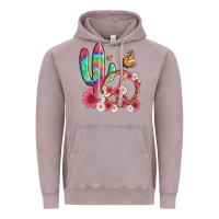 Vintage Zinc cactus peace sign flowers and butterflys Vintage Hoodie - Artiststas