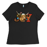 Black christmas joy cow Ladies Tee - RanaPortraitStore