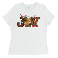 White christmas joy cow Ladies Tee - RanaPortraitStore