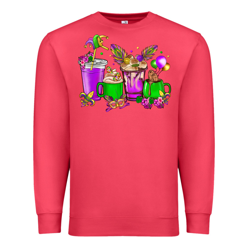 Mardi Gras Coffee Cups Premium Sweatshirt by NancyCooperArtShop | Teevron