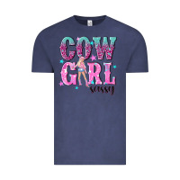 Vintage Denim cowgirl sassy with pink cowgirl Vintage Tee - NancyCooperArtShop