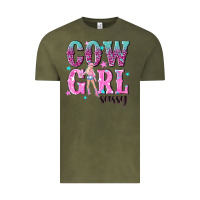 Vintage Olive cowgirl sassy with pink cowgirl Vintage Tee - NancyCooperArtShop
