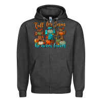 Charcoal Heather fall for jesus he never leaves Zipper Hoodie - BundleAndBundleShop