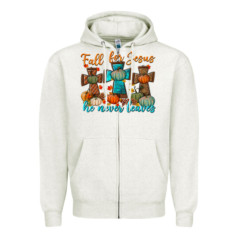 Fall For Jesus He Never Leaves Zipper Hoodie by BundleAndBundleShop | Teevron