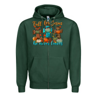 Sports Green fall for jesus he never leaves Zipper Hoodie - BundleAndBundleShop