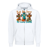 White fall for jesus he never leaves Zipper Hoodie - BundleAndBundleShop