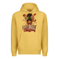 Antique Gold merry christmas afro messy bun Premium Hoodie - texasbilliewilder
