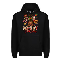 Black merry christmas afro messy bun Premium Hoodie - texasbilliewilder