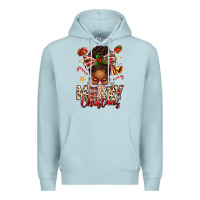 Blue Mist merry christmas afro messy bun Premium Hoodie - texasbilliewilder