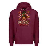 Burgundy merry christmas afro messy bun Premium Hoodie - texasbilliewilder