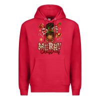 Cardinal merry christmas afro messy bun Premium Hoodie - texasbilliewilder